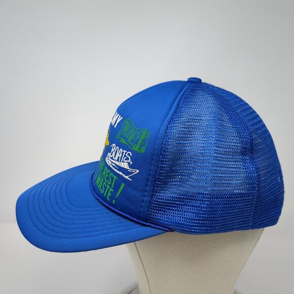 I Spend All My Money On Booze Snapback Rope Trucker Hat Blue One Size - Picture 3 of 9